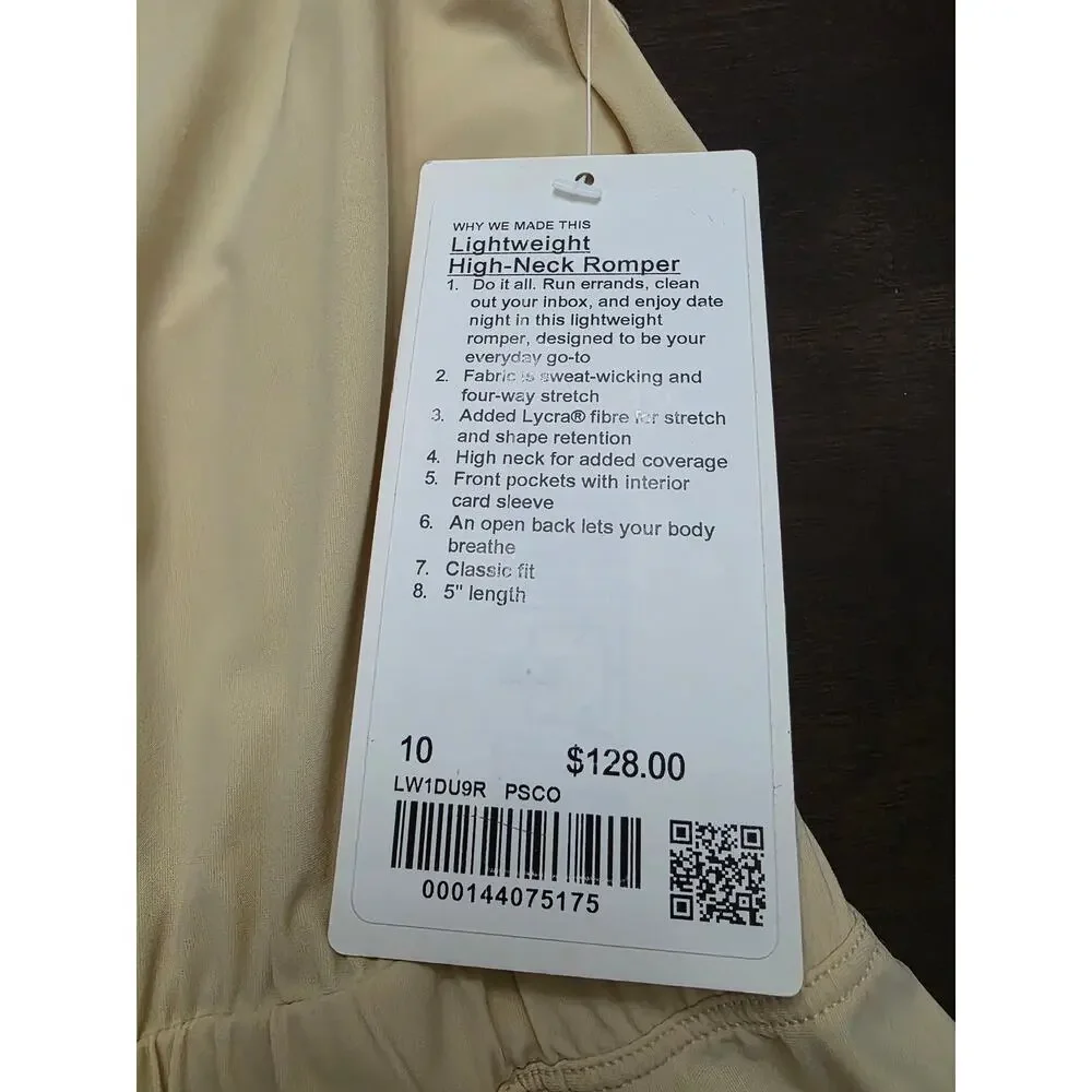 NWT Lululemon Lightweight High-Neck Romper Prosecco Size 10 - Flaw